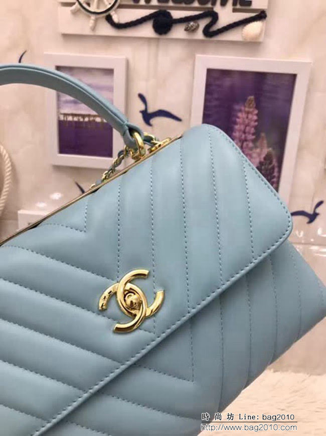 香奈兒CHANEL 92236 V格2018秋冬小羊皮手提肩背斜背鏈條包 DSC1084